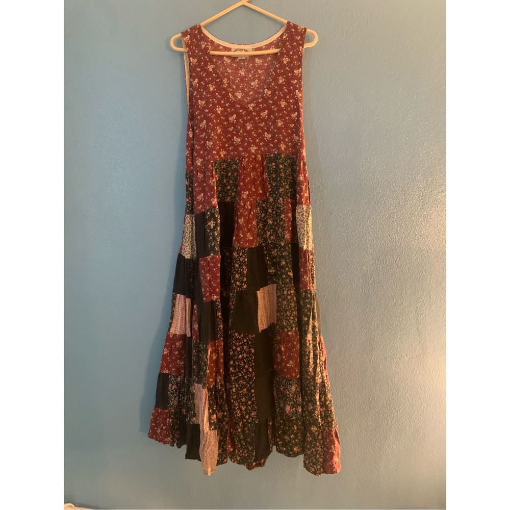Vintage Recollections Cottage Core Patchwork Sleeveless Floral Maxi Dress Size S